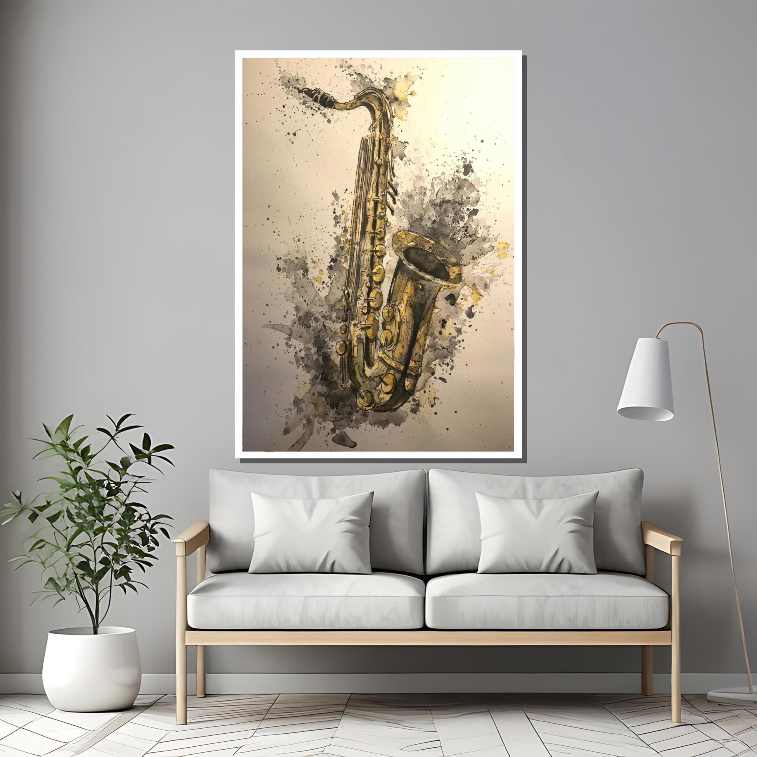 Idée cadeau mélomane : Affiche de saxophone doré pour fan de musique jazz - 8