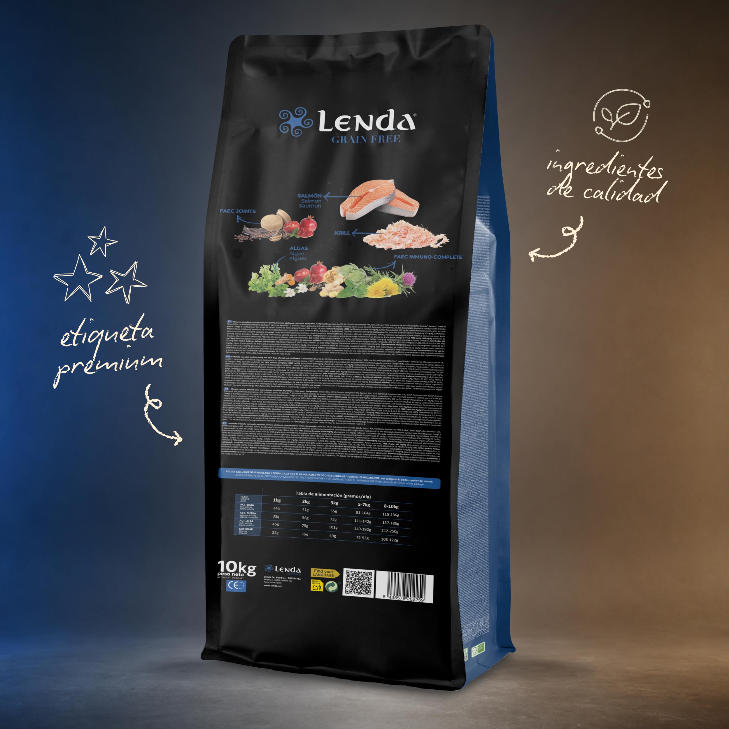 Lenda Grain Free Mini pesce e krill 2 kg – Alimento ipoallergenico senza cereali per cani di piccola taglia – Senza cereali o patate per la digestione – con olio di salmone ricco di Omega 3 e