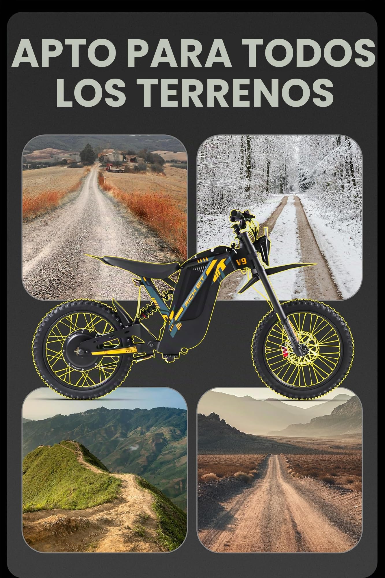Bicicleta eléctrica de montaña V9 Ultra de cysum, batería de alta potencia de 48 V y 20 Ah, autonomía de 65 km, doble suspensión, bicicleta eléctrica todo terreno