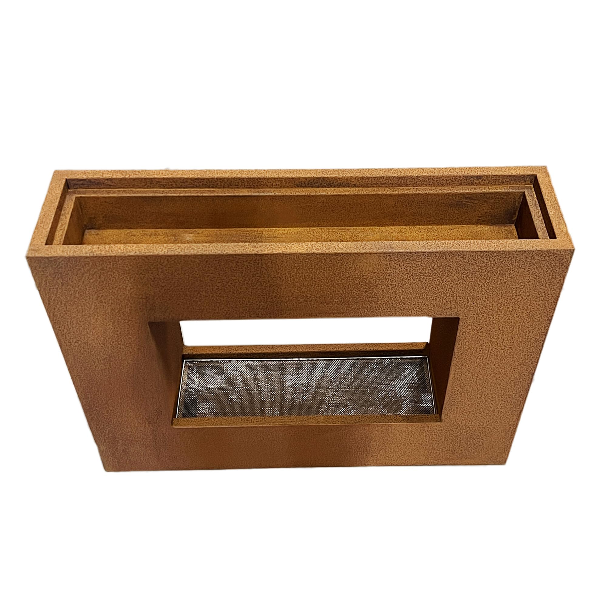 KÖHKO® 32001B - Cortina de agua con iluminación LED, altura 60 cm, acero corten con macetero, cascada, fuente de agua