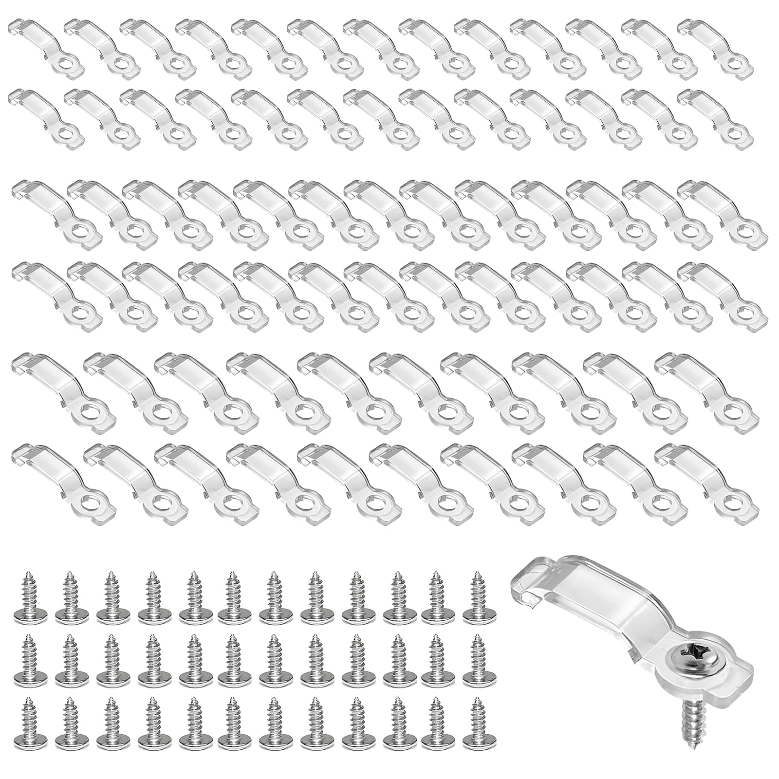 200 strisce LED di fissaggio 8 mm, 9 mm, 10 mm, striscia LED in plastica, fissaggio con 200 viti per il fissaggio di strisce luminose, fissaggio tubo luminoso