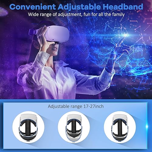 Miniatura 7 de Hurra Head Strap with Battery for Oculus Quest 2, 10000mAh Fast Charging Battery Pack Extend 8H Playtime, Adjustable Elite Strap Replacement with