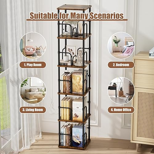 Miniatura 53 de Estantería giratoria de 5 niveles, torre giratoria apilable de 360 °, estantería giratoria de pie estrecha que ahorra espacio, estantería giratoria