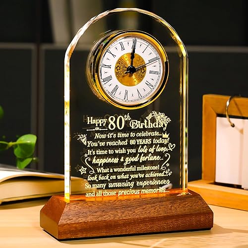 Miniatura 12 de Ornalrist Reloj de cristal de feliz cumpleaños 70 para mujeres y hombres, regalo de cumpleaños de 70 años para mamá, papá, reloj de cuarzo giratorio