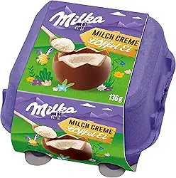 Ovo de Páscoa de Colher Milka Spoonable Creme de Leite 136g (4 unidades de 34g cada) + Colher de Madeira