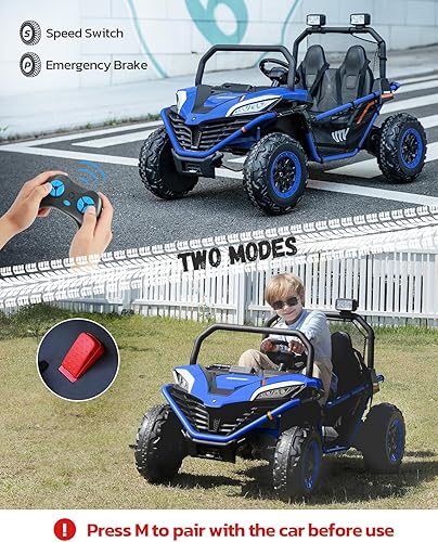Miniatura 4 de ELEMARA Auto de 24 V y 2 plazas con control remoto para niños, juguete UTV con batería de 10 AH, 4WD 4.5 mph vehículo eléctrico lado a lado con
