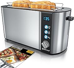Sponsored You’re seeing this ad based on the product’s relevance to your search query.Learn more about this advertisement KESSER® Toaster with Bun Attachment, Long Slot, 4 Slices with 6 Browning Levels + Defrost & Reheat Function, Automatic Shut-Off, Lift Function, Includes Crumb Tray and Recipe Book Silver