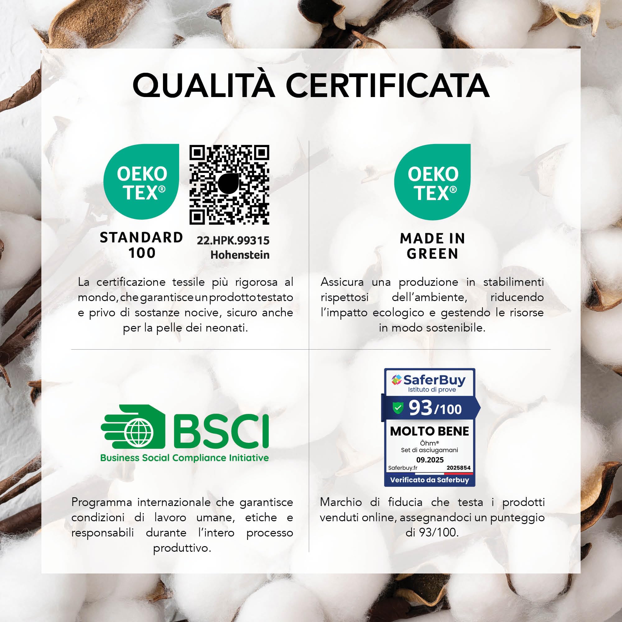 Ôhm Set Asciugamani 8 Pezzi Cotone Verde Abete | Set bagno 8 pezzi 100% cotone 500 g/m², asciugamani coordinati, morbidi e assorbenti, certificato Oeko-Tex