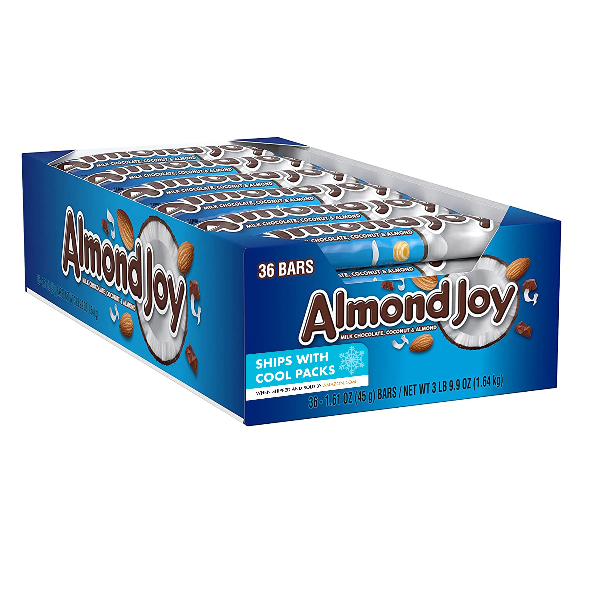 ALMOND JOY Coconut And Almond Chocolate Candy, Bulk, Gluten Free, Individually Wrapped, 1.61 oz Bars