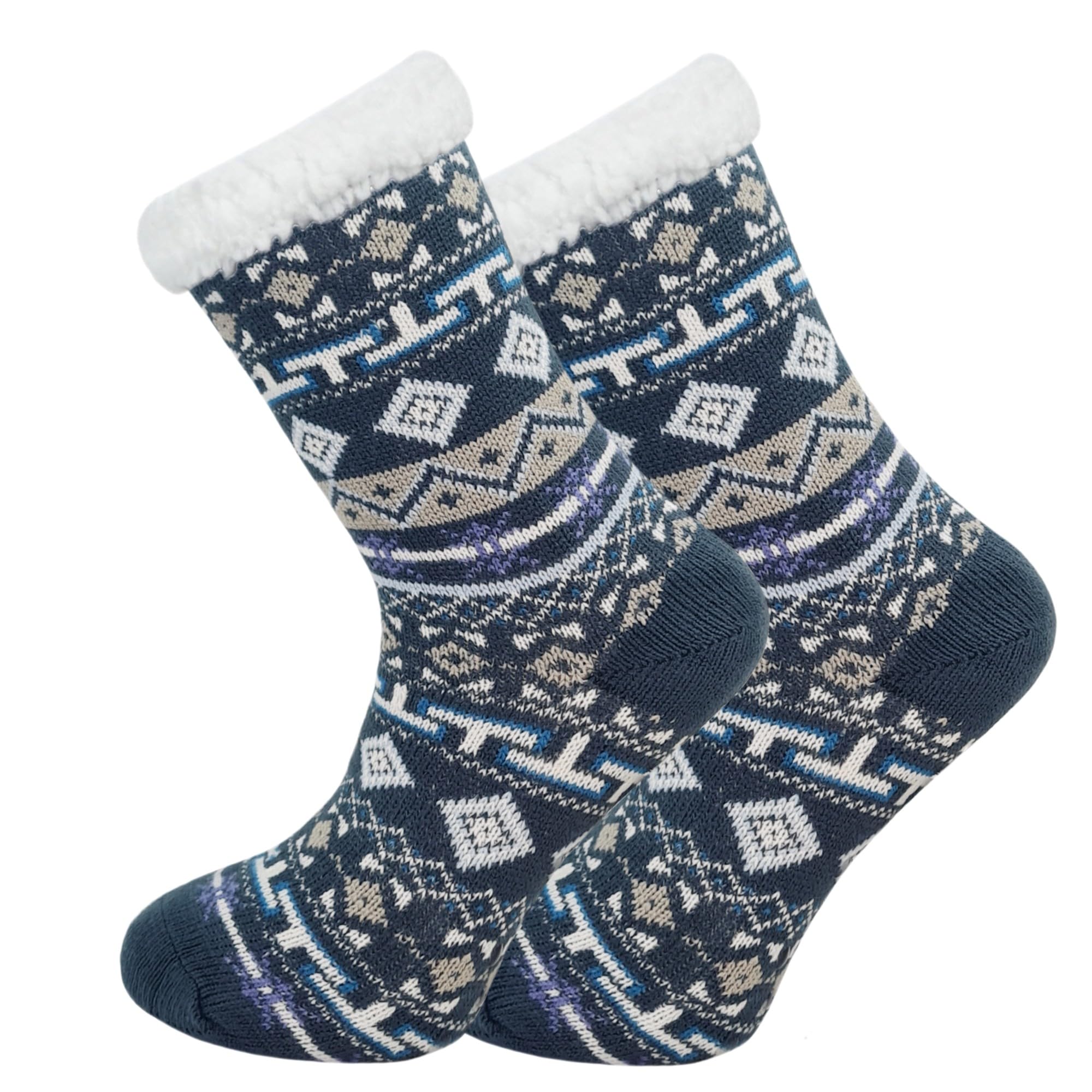 Sock-Tec Men's Design 6 Thermal Socks 4.8 Tog Sherpa Fleece Lining Winter Warm Thick Gripper Sole Socks Adults 6-11 (Uk, Numeric, 6, 11, Regular, Regular, )