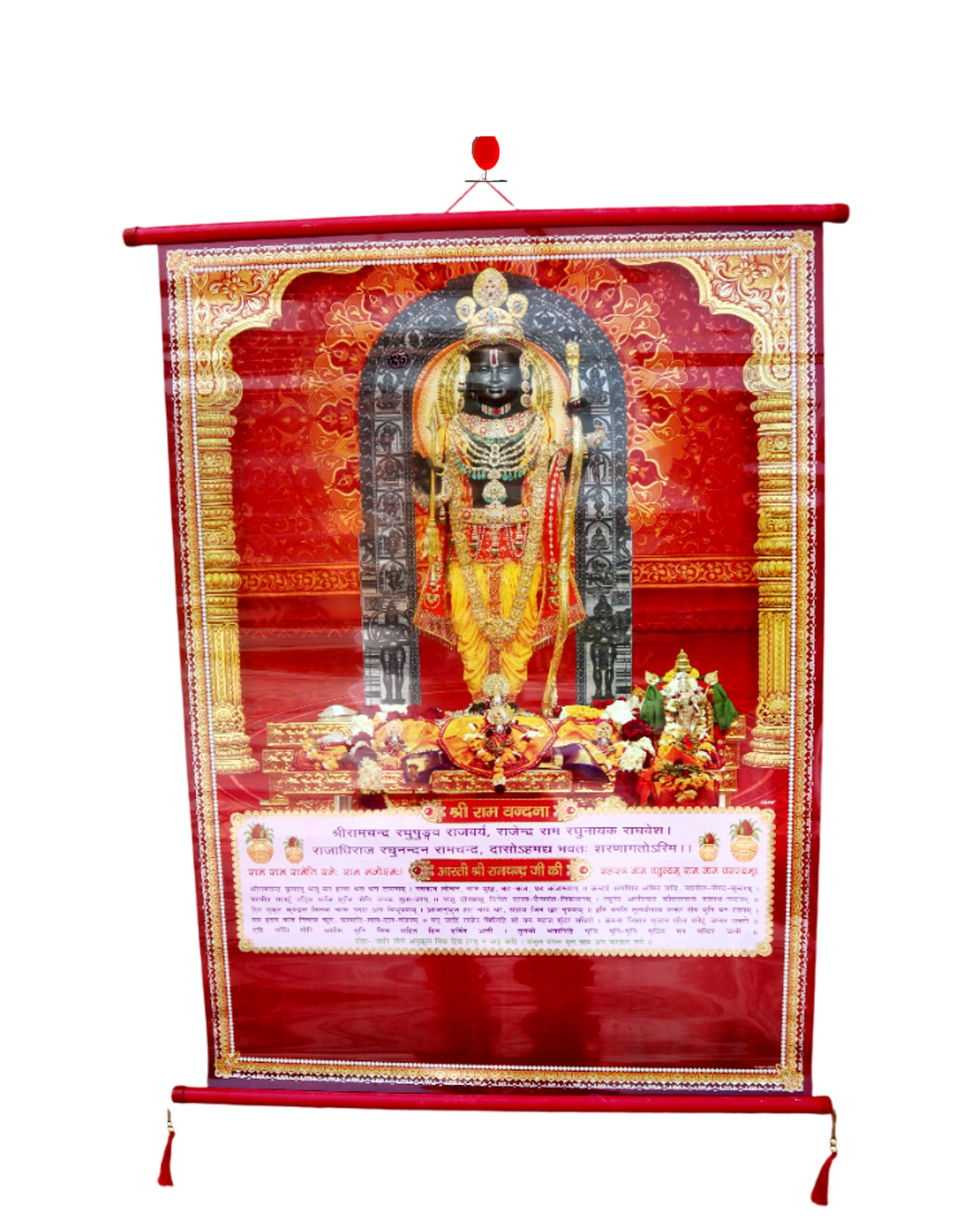 Anagha Ramlalla Virajman Big Size Metalized Crystal Calendar with Holographic Effect | Lord Ram Mandir Wall Hanging with PVC Mount & Tassels for Puja Room, Living Room & Bedroom Decor-image-15