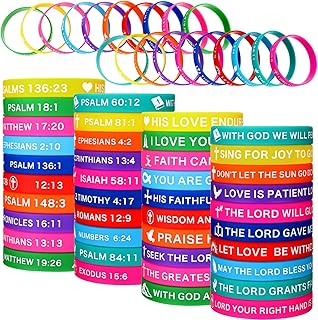 60 Pieces Christmas Religious Silicone Bracelets Christian Rubber Bible Verses Wristbands Scripture Colored Faith Hope Belief Wristbands Inspirational Bracelets for Men Women