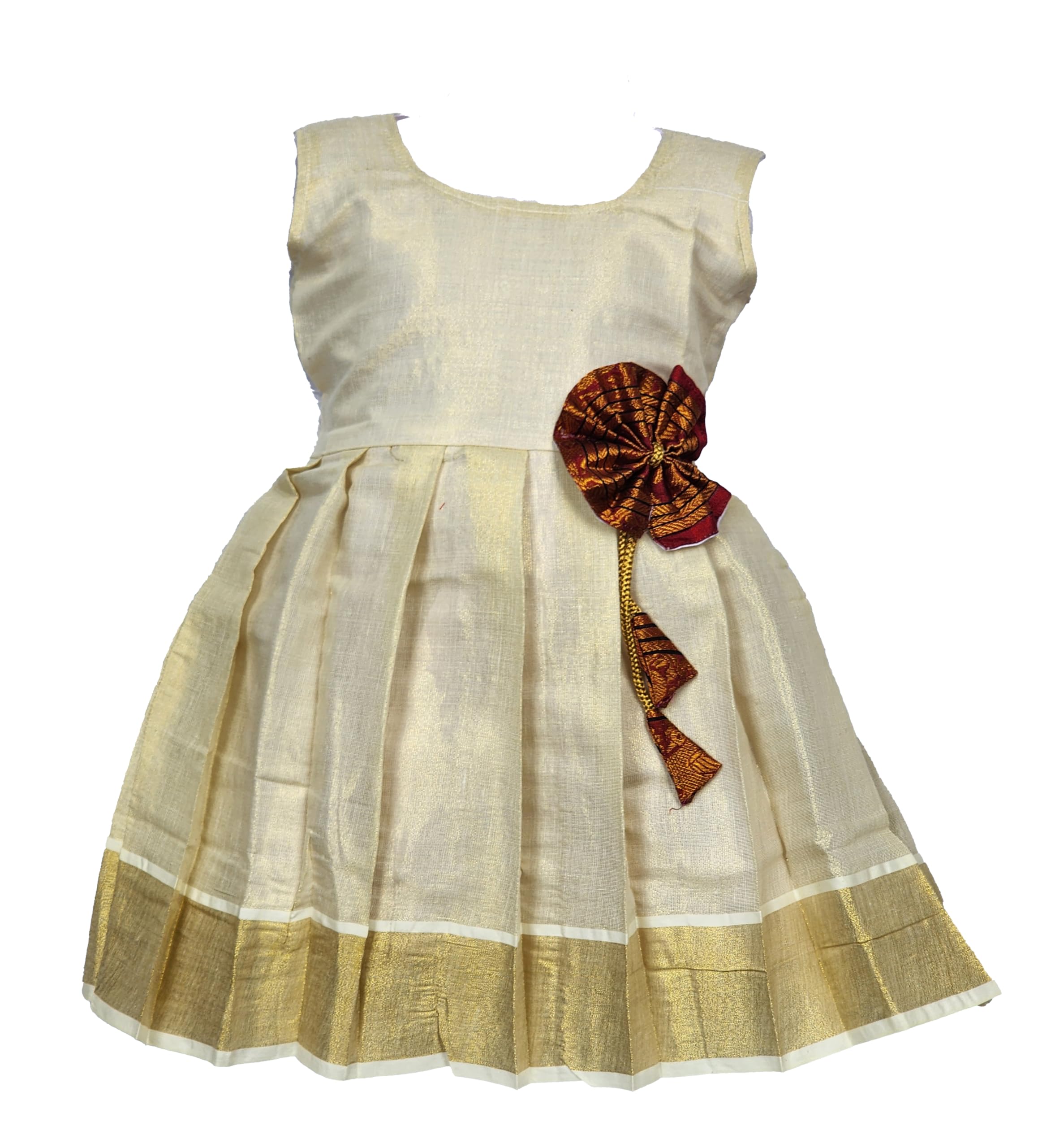 LEMON BERRY Girl's Traditional Ethnic Wear South Cotton Tissue Sleeveless Frock-image-21