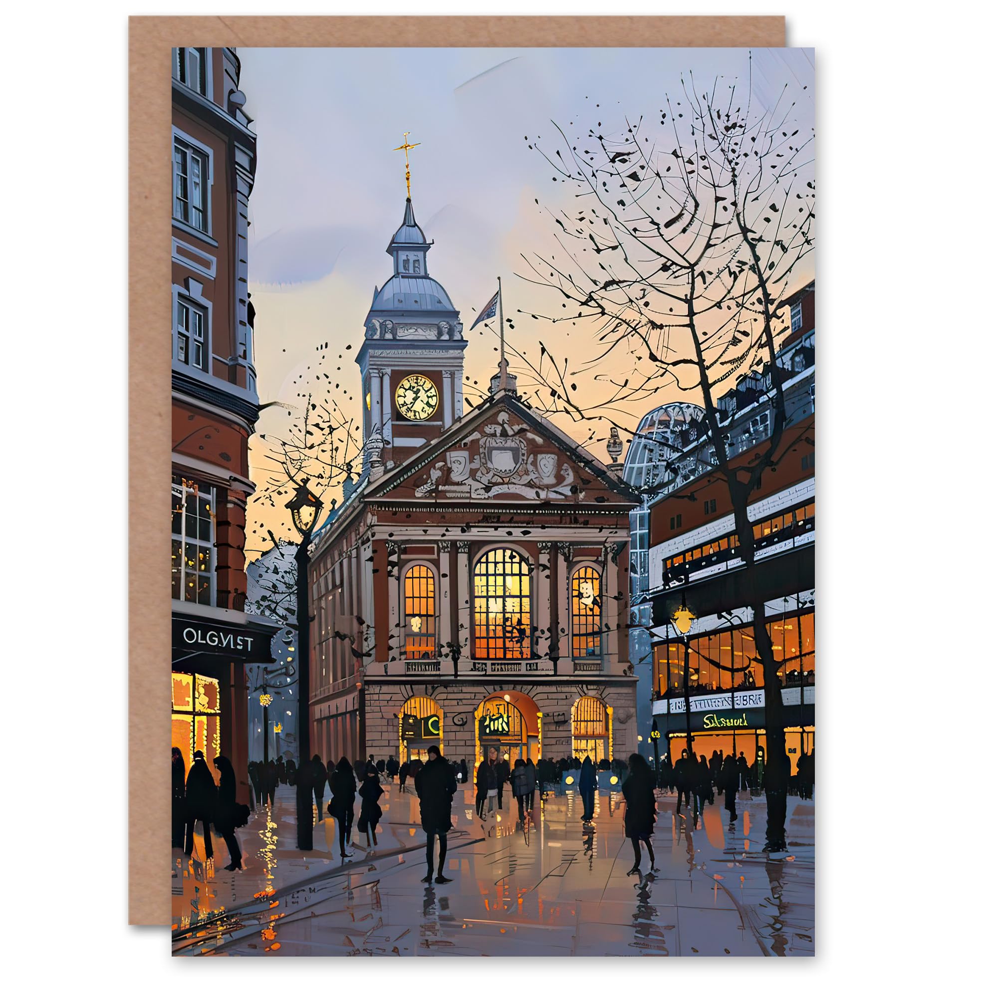 Artery8 Greeting Card Victorian Train Station Rainy England Painting Blank For Him Or Her Art Birthday Card