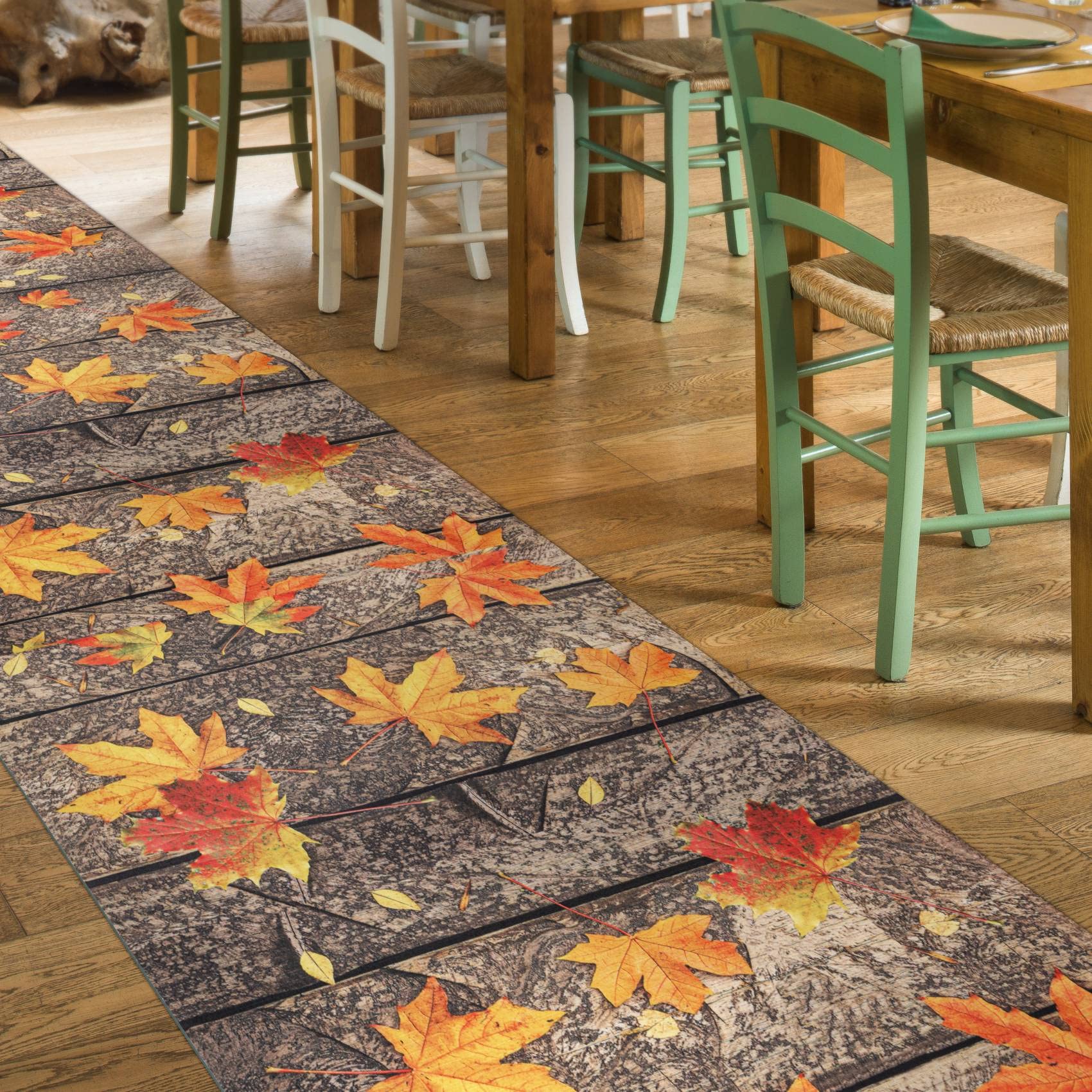 ANRO Küchenteppich Küchenläufer Teppich Läufer Küche abwischbar rutschfest Design Herbst 280 x 52cm