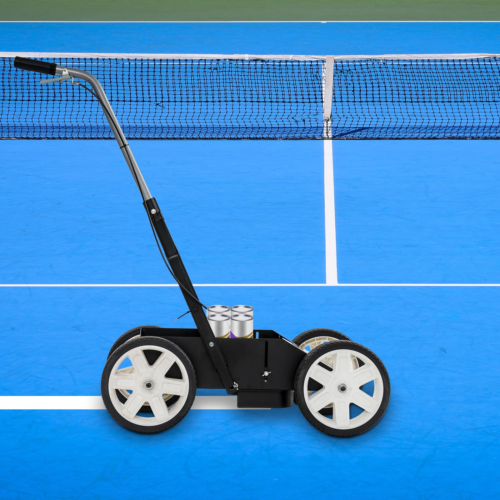 Marcatore a 4 ruote con linee di 5 – 10 cm di larghezza, marcatura linea pieghevole, per campi sportivi, parcheggi e aree di stoccaggio