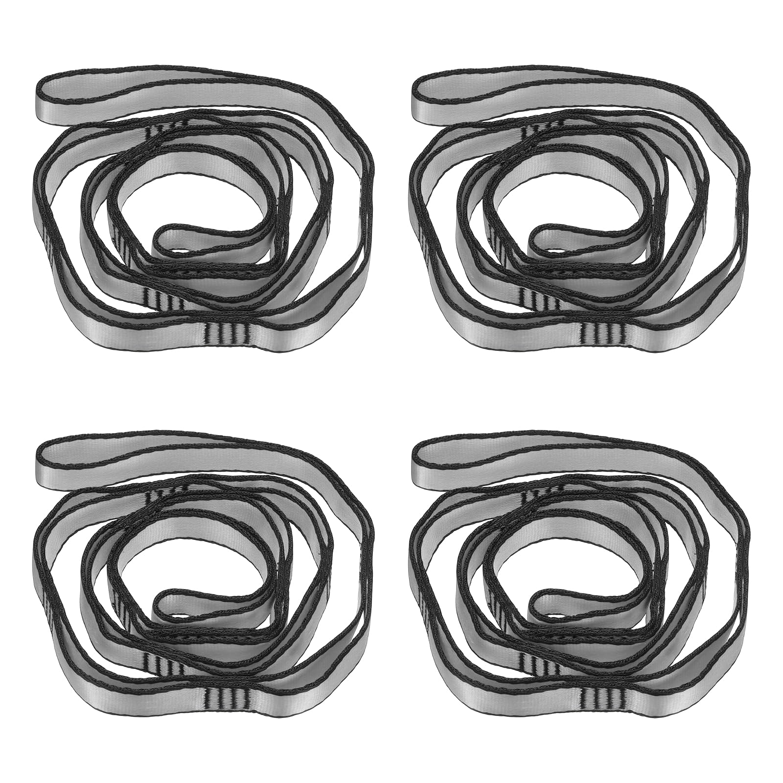 PATIKIL 51 Inch Daisy Chain Straps, 4 Pack Strong Climbing Strap Adjustable Nylon Chain Sling with 8 Loops for Aerial Yoga Hammock Swing, Gray