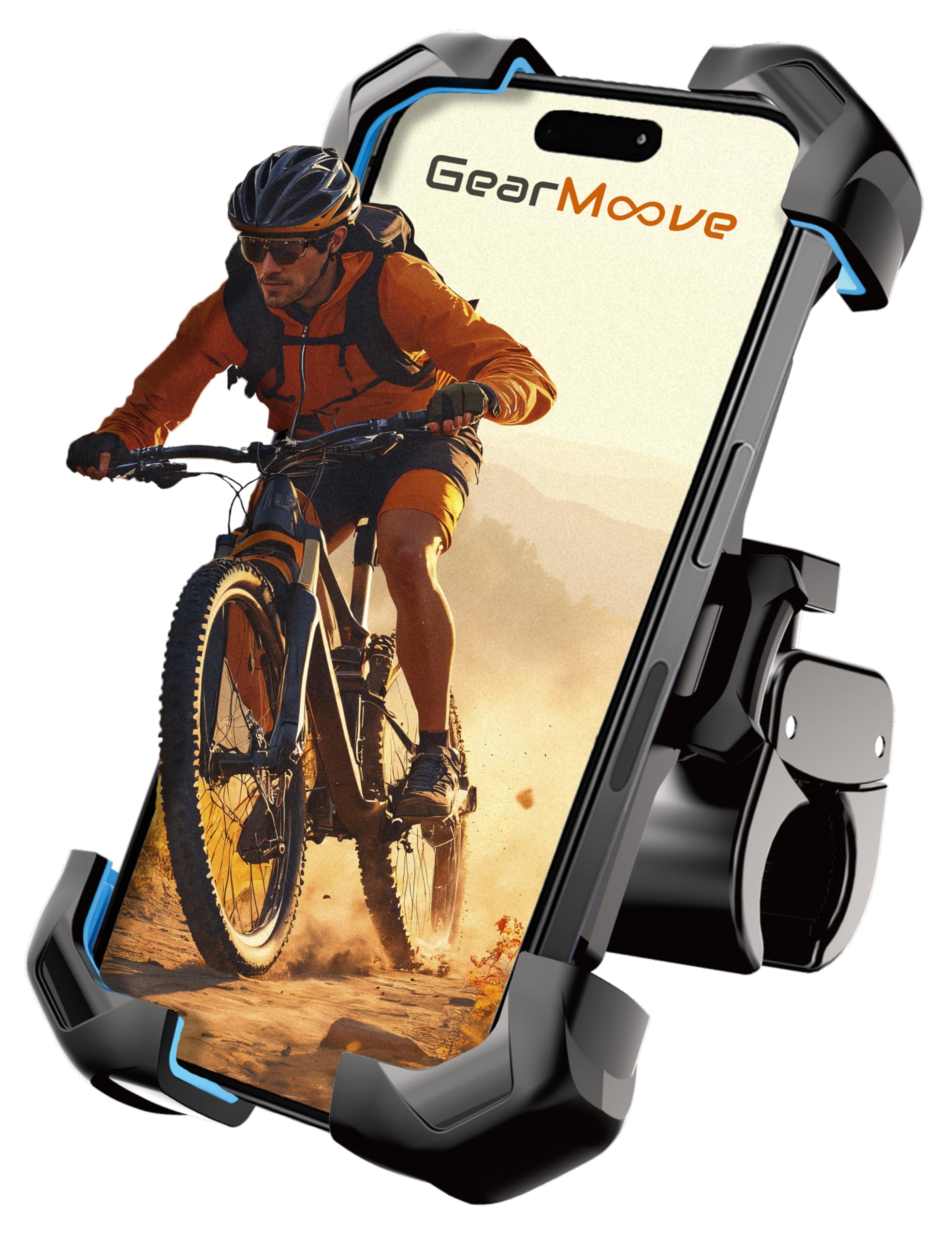 GearMoove Premium Handyhalterung Fahrrad & Motorrad – 360° drehbar, vibrationsgedämpft, Lenker 22–32mm – Universal für iPhone 17/16/15/14 Pro Max & Samsung S24, 4,7–7 Zoll