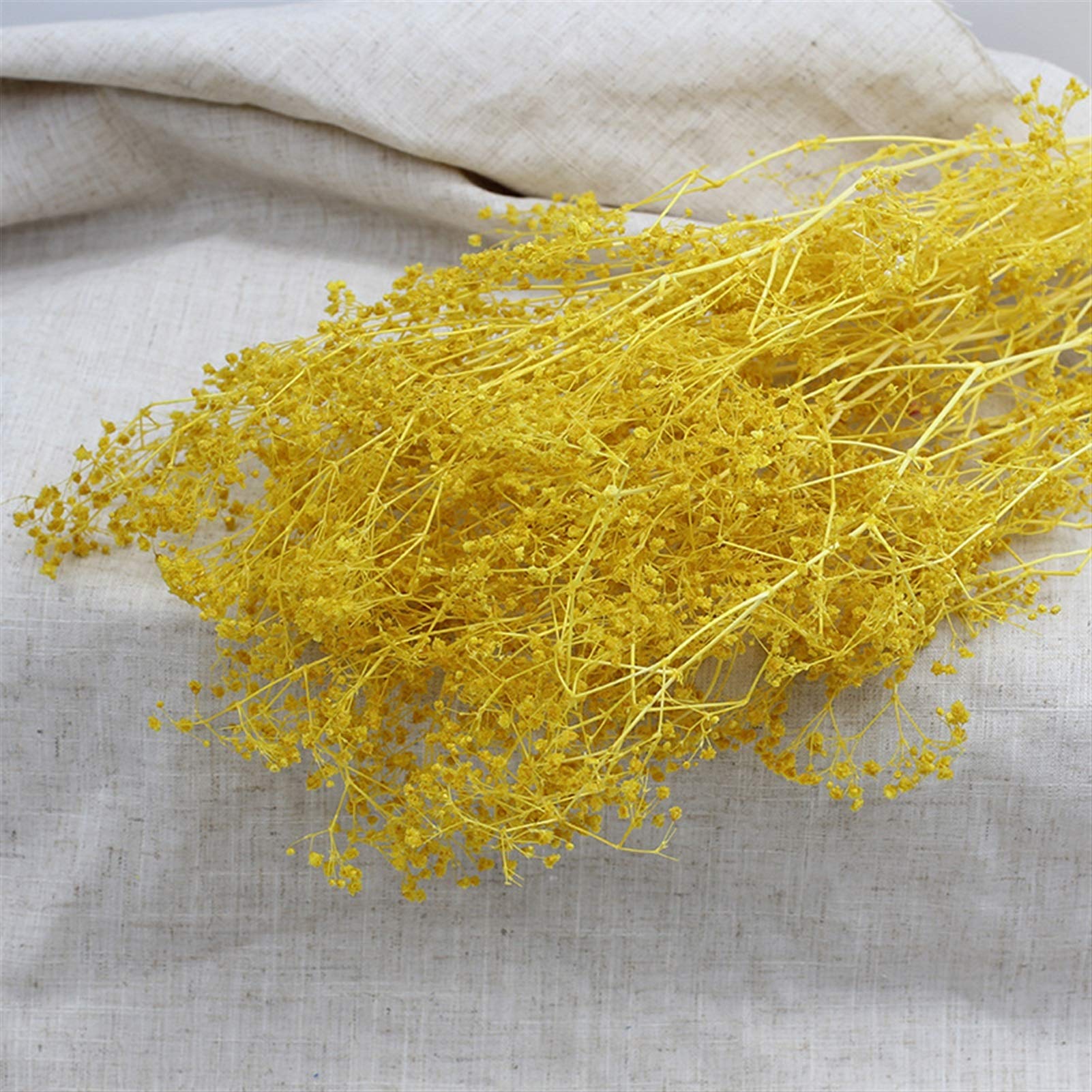 Fleurs séchées, Bouquet de gypsophile séché Multicolore 60-80g(Yellow)