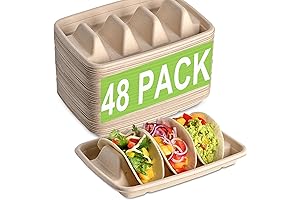 48-Piece Fiesta Hard Shell Taco Set, Disposable Taco Holder Stands and Trays