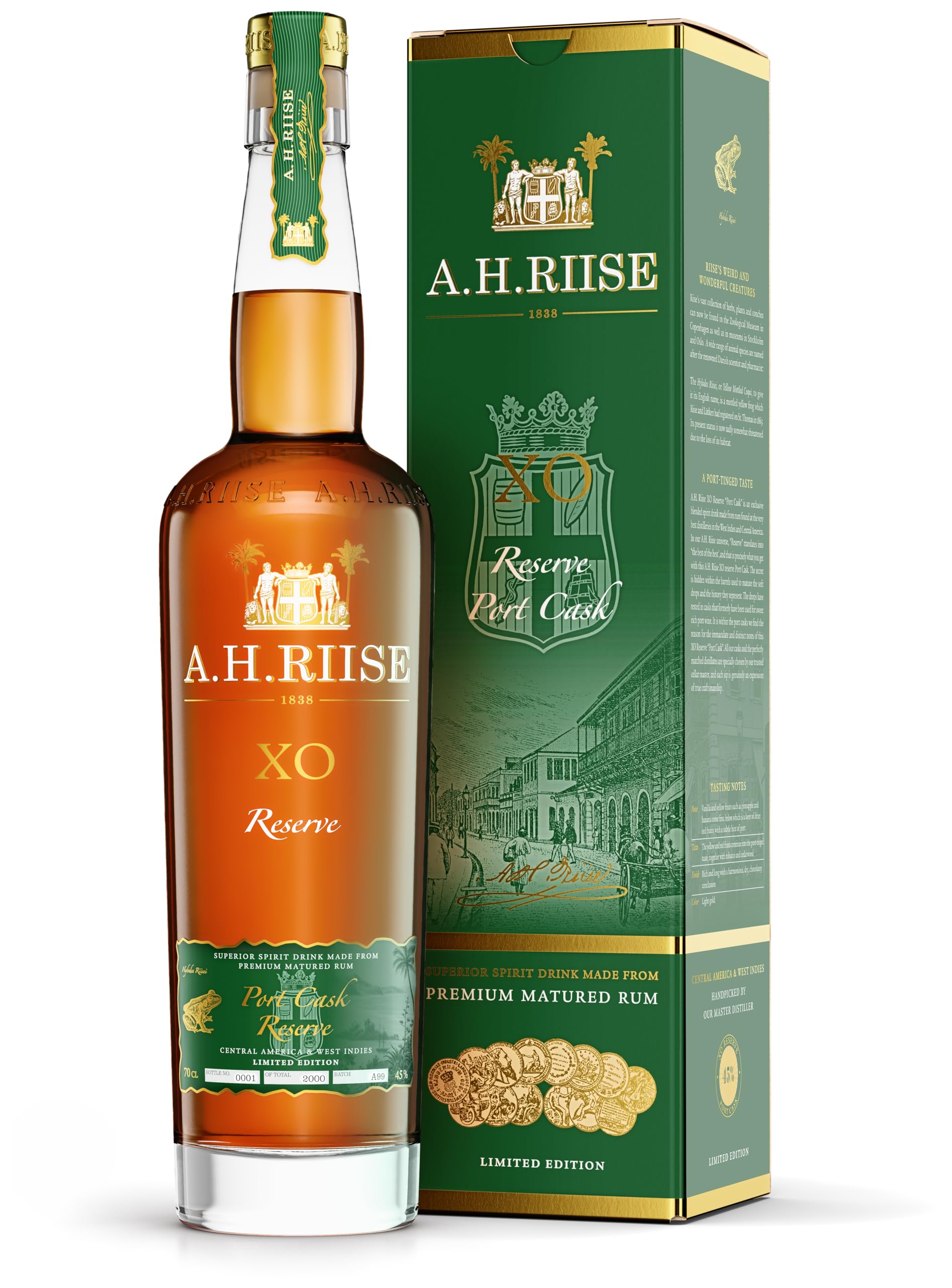 A.H. Riise XO Reserve Port Cask | Premium Spirituose auf Rumbasis | Lieblich, Fruchtig | 700 ml | 45% Vol.