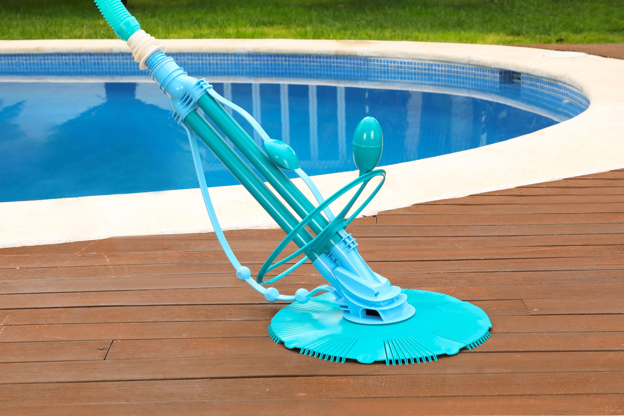SIQUA Limpiafondos Piscina de Martillo Compacto. Limpia Fondos y Paredes.Incluye Accesorios completos.Manguera 10 m Flexible. Aspirador hidráulico automático para Mantenimiento de Piscinas.