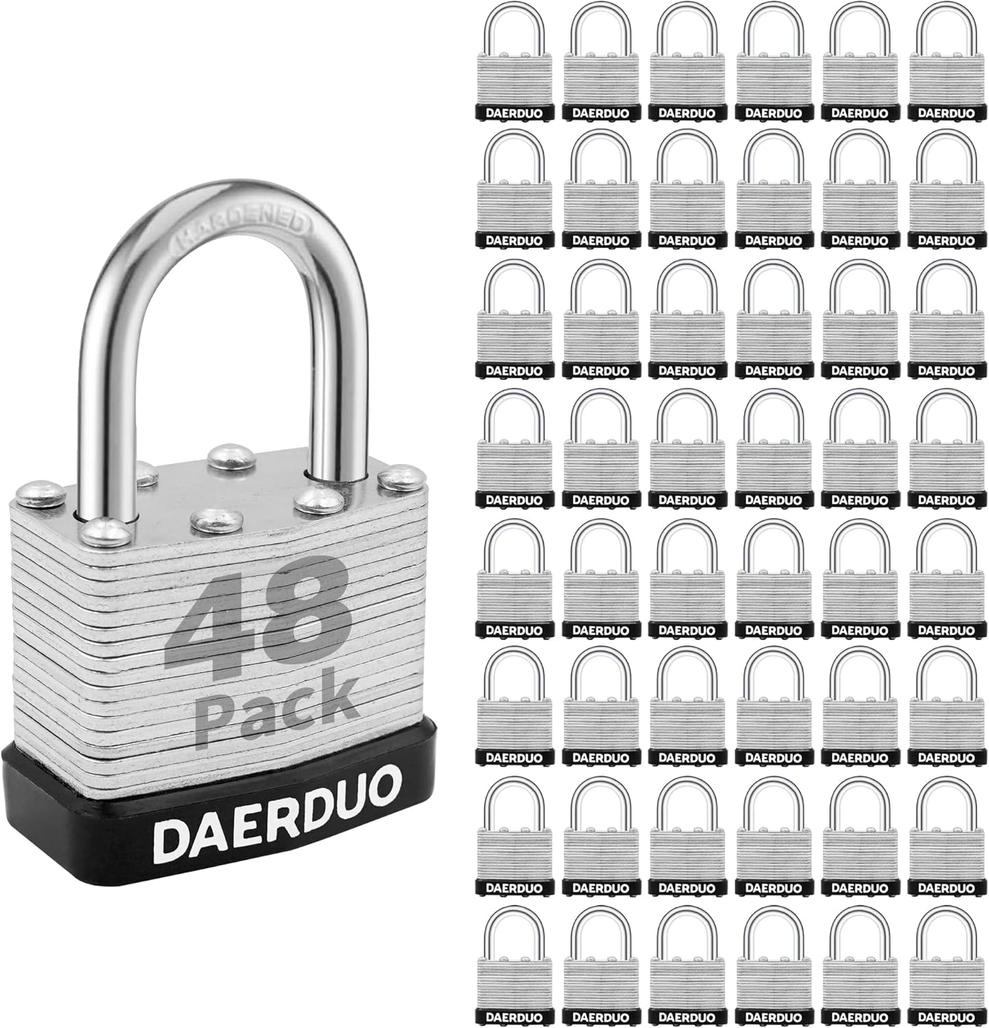 12 Pack 40 mm (1-9/16") Keyed Alike Laminated Padlocks with 24 Keys, Hardened Steel Short Shackle, Heavy-Duty Locks for Gym Lockers, Toolboxes, School Lockers, and Hasp Latches