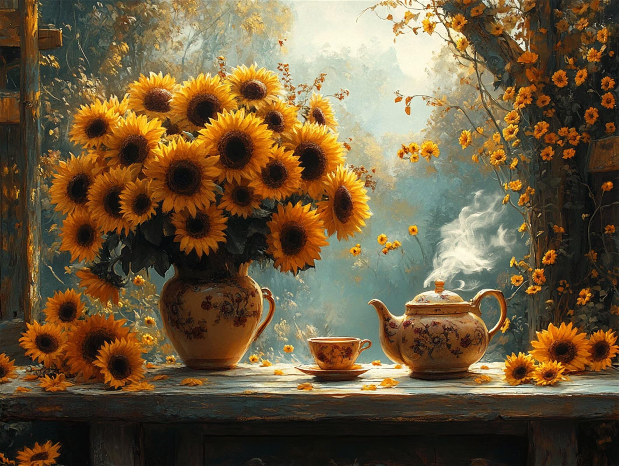 Puzzle dla dorosłych 2000, słonecznik jesień, 99x70cm, n-778