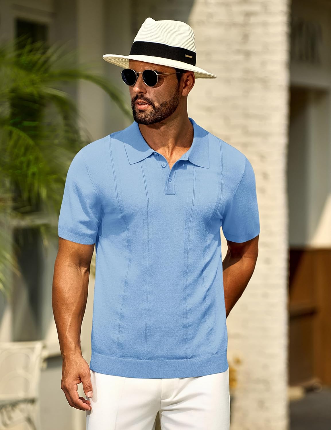 Cotrasen Mens Short Sleeve Knit Polo Shirts Regular Fit Collared T-Shirts Casual Lightweight Golf Polo - Image 4