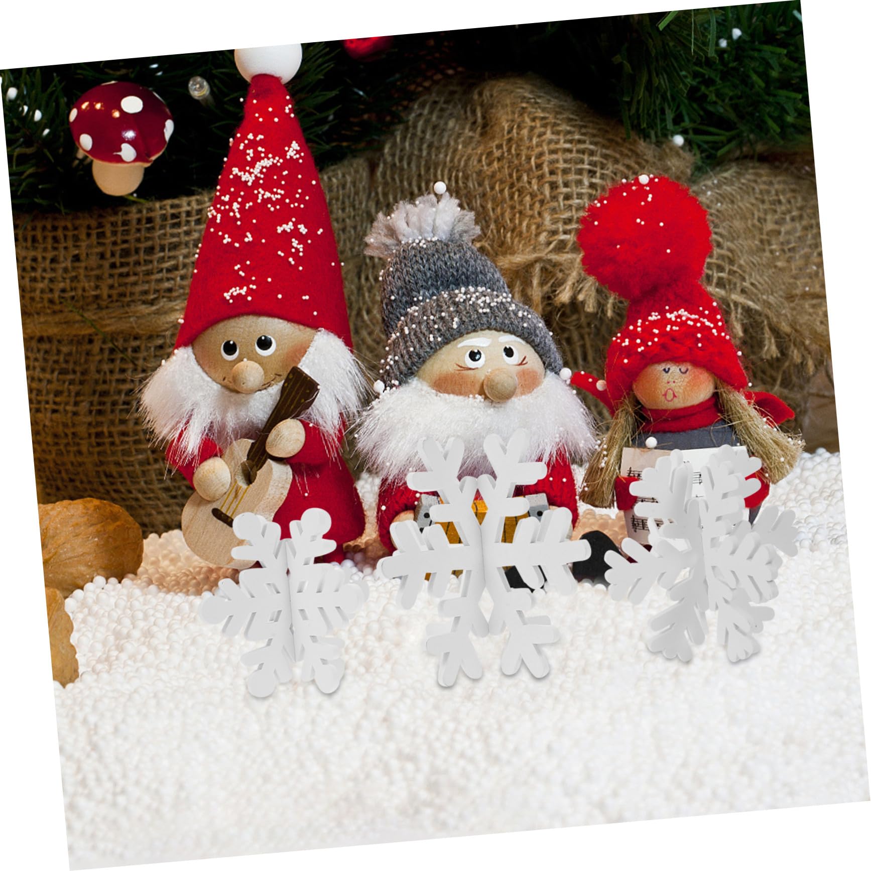 LABRIMP 8 Piezas Decoración de Madera de Nieve 3D Adornos navideños de de Nieve Decoraciones de Madera de Invierno de Navidad