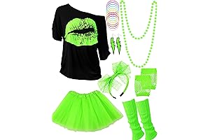 80s Outfit Women Costume Accessories Set: Flaunt Your Neon Spirit at Glow Parties