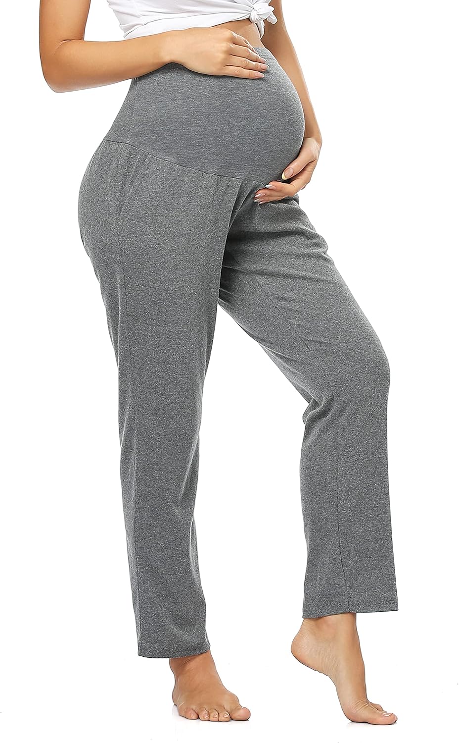 Quinee Women Maternity Pants with Pockets Yoga Lounge Pajama Pregnancy Sweatpants at  Women’s Clothing store