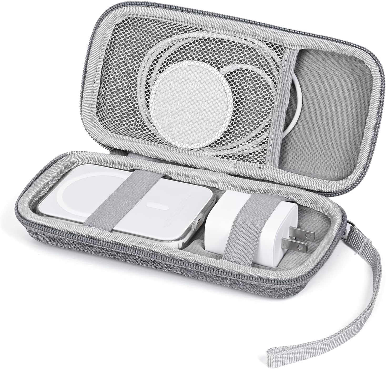 Case Compatible with Apple MagSafe Battery Pack, Hard Travel Case for MagSafe Magnetic Power Bank for iPhone 15/14/13, Extra Mesh Pocket Fits Power Adapter(Gray)