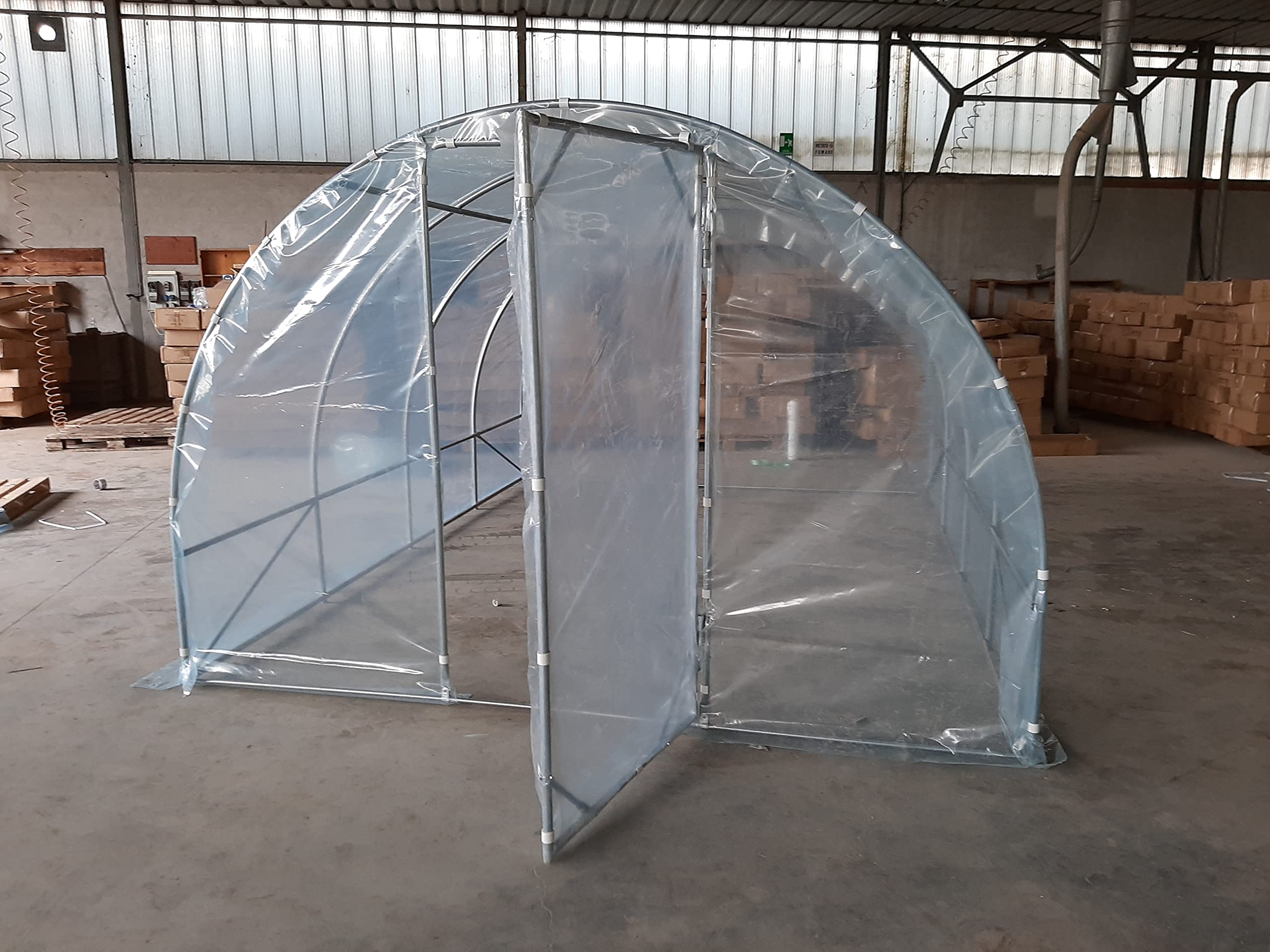 Invernadero Tunnel 3 x 8 m con lona PVC 150 MC Made in Italy con puerta frontal huerto jardín plantas vivero invernaderos botánicos