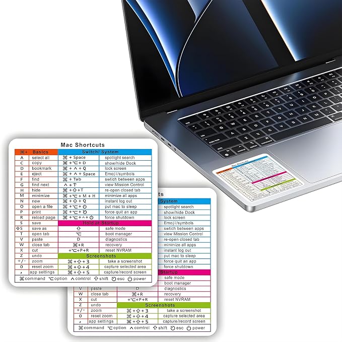 2pcs Mac OS Keyboard Shortcuts Sticker | No-Residue Vinyl Quick ...