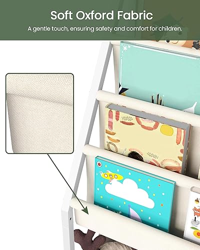 Miniatura 6 de Estantería para niños, estantería de 4 niveles para niños, organizador de almacenamiento de libros y juguetes de gran capacidad, estante para libros