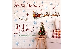 Christmas Wall Decals Removable Santa Reindeer