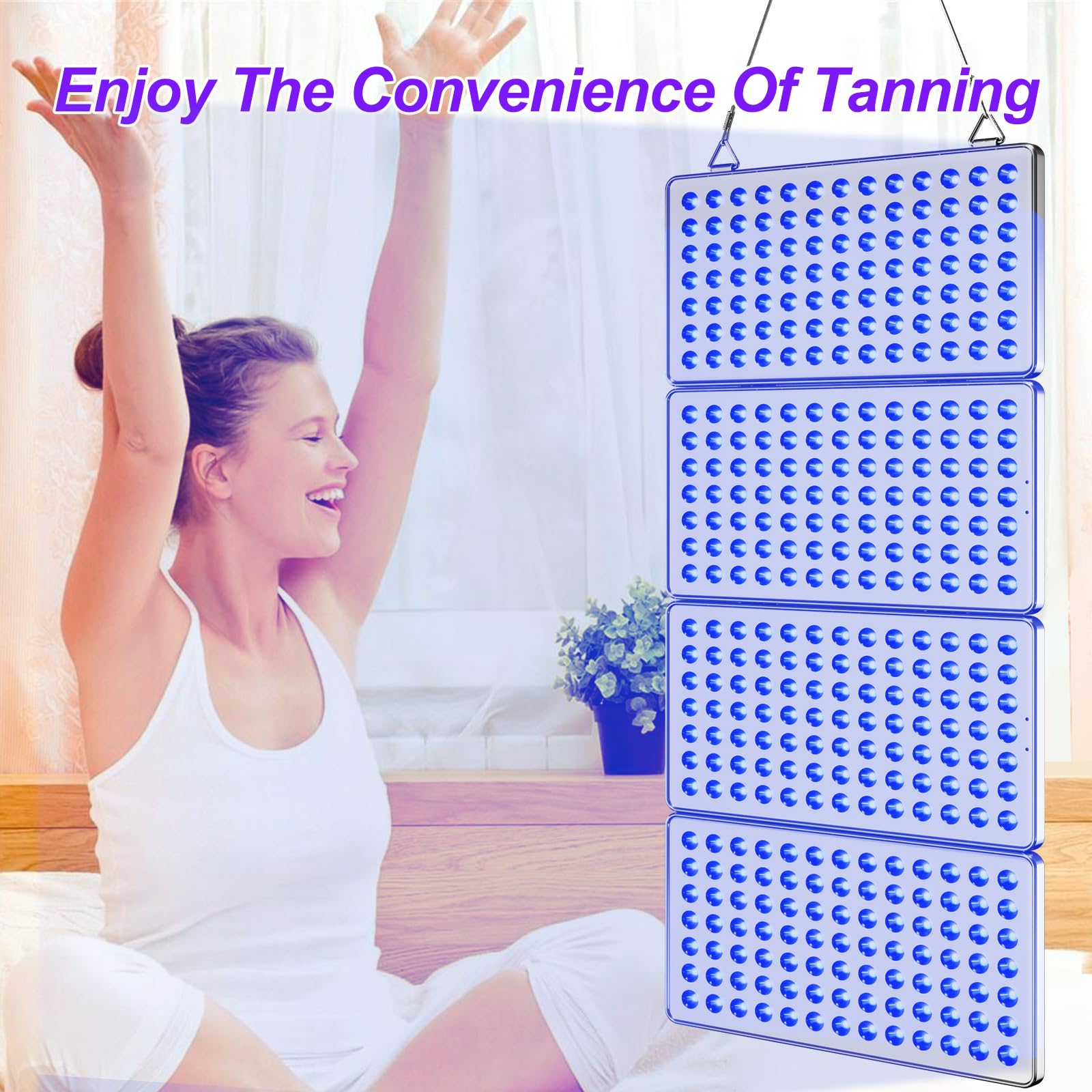 Cozion Lámpara bronceadora 48W, luz de bronceado plegable de doble cara, luz de día con 364 LED para cara y cuerpo, para el hogar