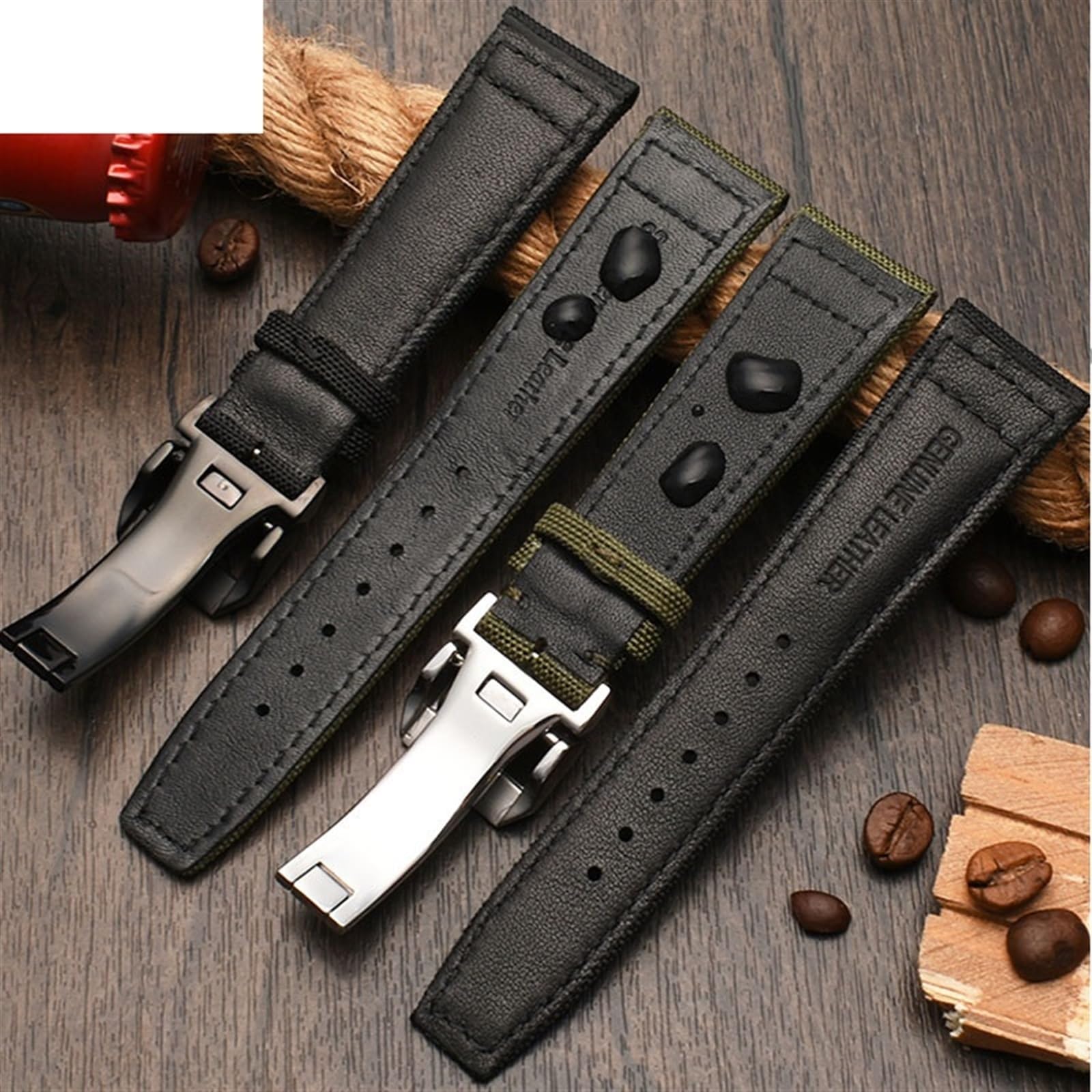 Nylonowy pasek do zegarka o wysokiej gęstości do IWC IW377724 IW371614, pasek do zegarka 20 mm 21 mm 22 mm czarna płócienna bransoletka wojskowa zieleń i niebieski, Wielobarwna, 22mm