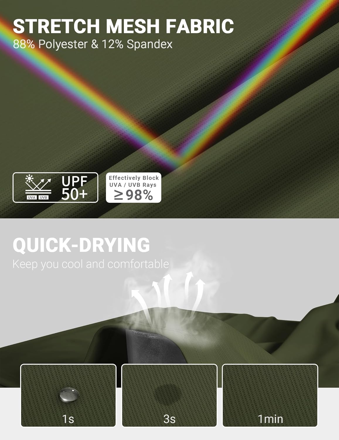 COOFANDY Men's SPF 50+ Sun Shirts Long Sleeve Rash Guard Thin Summer Hoodie Sun Protection Fishing Shirt with Thumbhole - Image 5