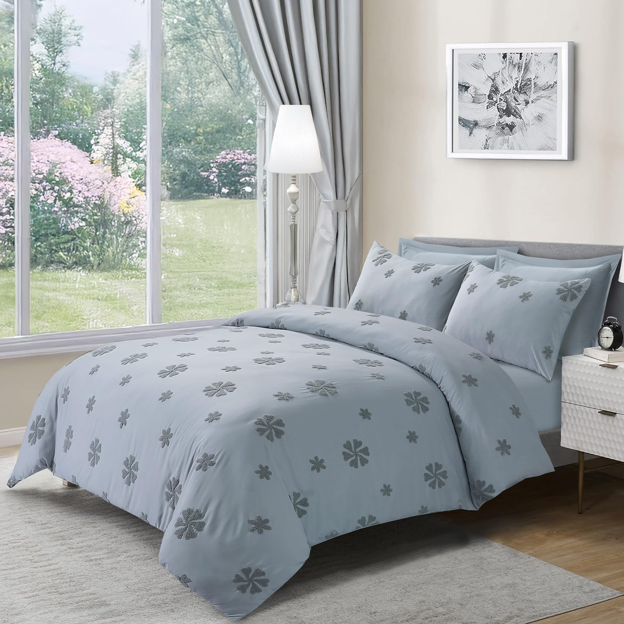 LYMA Bedding Duvet Cover Set Double Flower Tufted, OEKO-TEX Certified