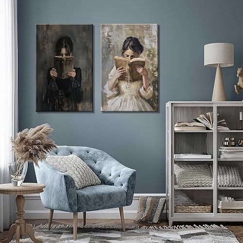 Miniatura 4 de Dark Academia - Arte de pared vintage gótico victoriano, libro de lectura, póster de libro de lectura, impresión estética, oscura, animada,