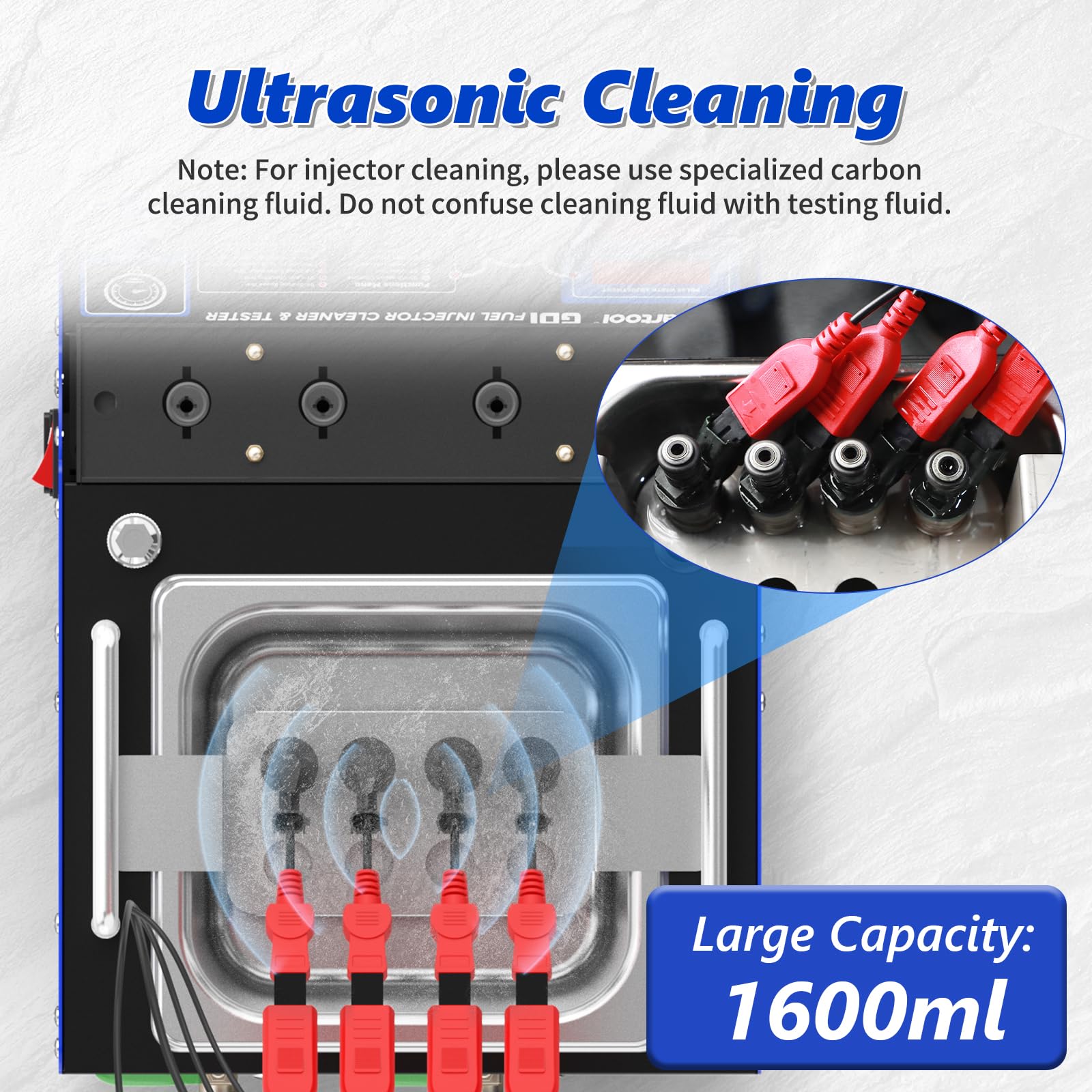 4 Cilindros GDI Probador Máquina de Limpieza con Limpieza Ultrasónica, Ultrasonidos Calefactores Limpiadores y Probador de Inyectores de Combustible con 10 Funciones, Adecuado para Inyectores EFI/FSI
