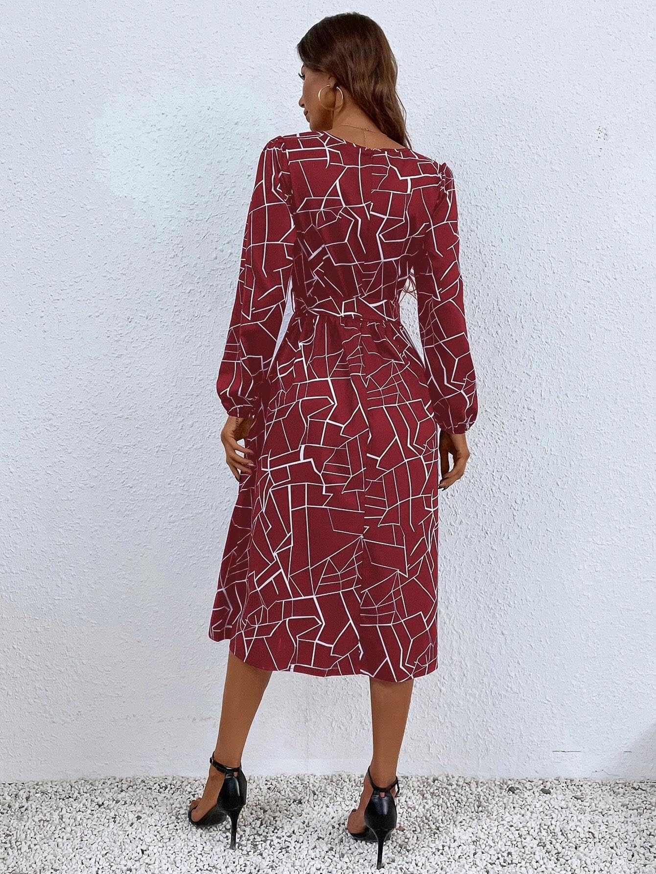 Kotty Women's Fit And Flare Maroon, White Dress