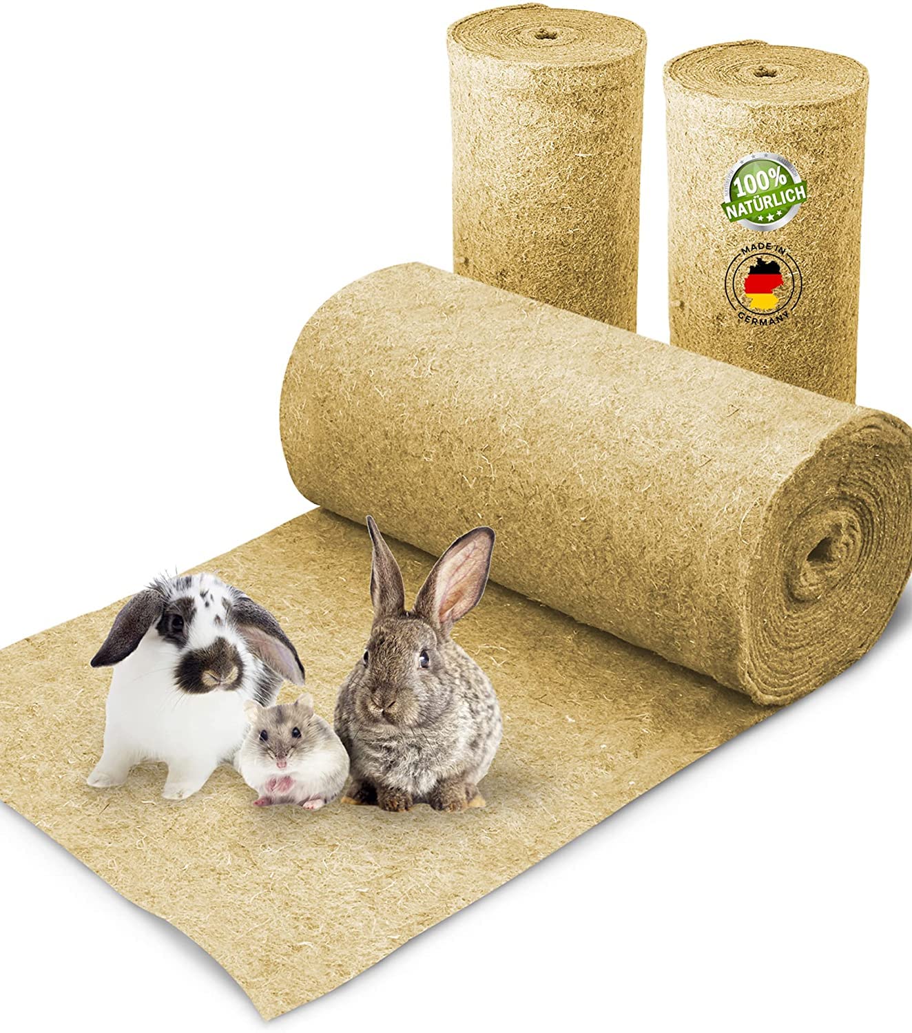 Tappeto per roditori in 100% canapa su rotolo da 5 m di lunghezza, 100 cm di larghezza, 10 mm di spessore, tappeto di canapa per tutti i tipi di piccoli animali, tappeto di canapa per roditori