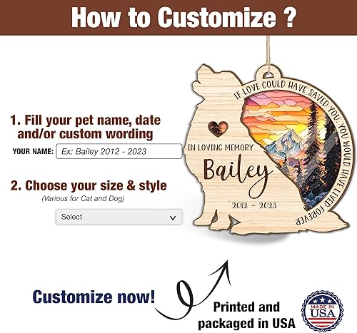 Miniatura 2 de Imagen personalizada de gato con pérdida de mascotas, perro, conmemorativo, con nombre, fecha, razas de perro, atrapasoles, perro en el cielo,