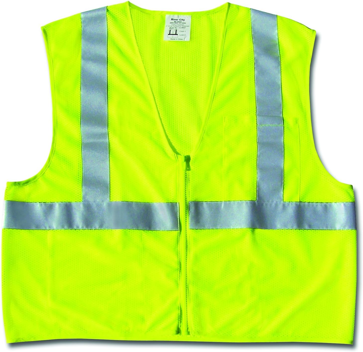 MCR Safety CL2MLPX2 Class 2 Polyester Mesh Safety Vest with 3M Scotchlite 2-Inch Silver Stripe, Fluorescent Lime, 2X-Large
