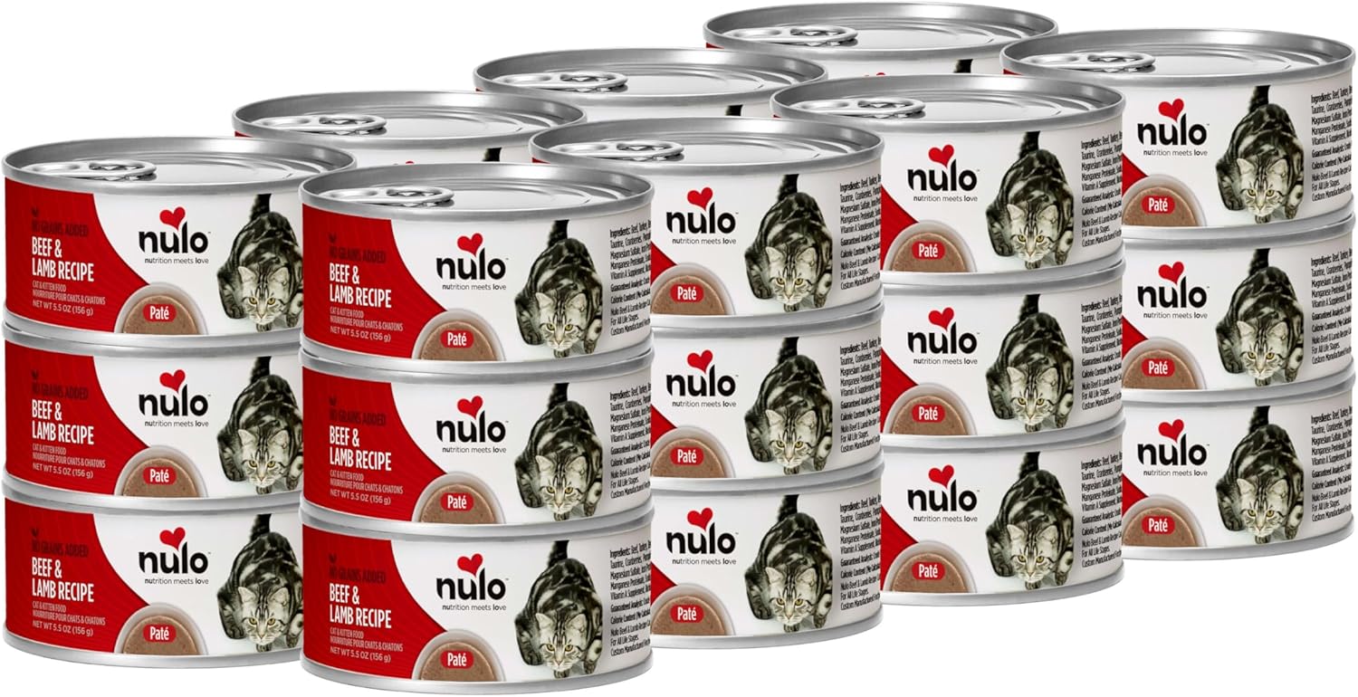 (Use by:20/FEB/27) Nulo Beef & Lamb Recipe Pate Wet Canned Cat Food, 5.5 Ounce (Pack of 24) Beef & Lamb 5.5 Ounce (Pack of 24)