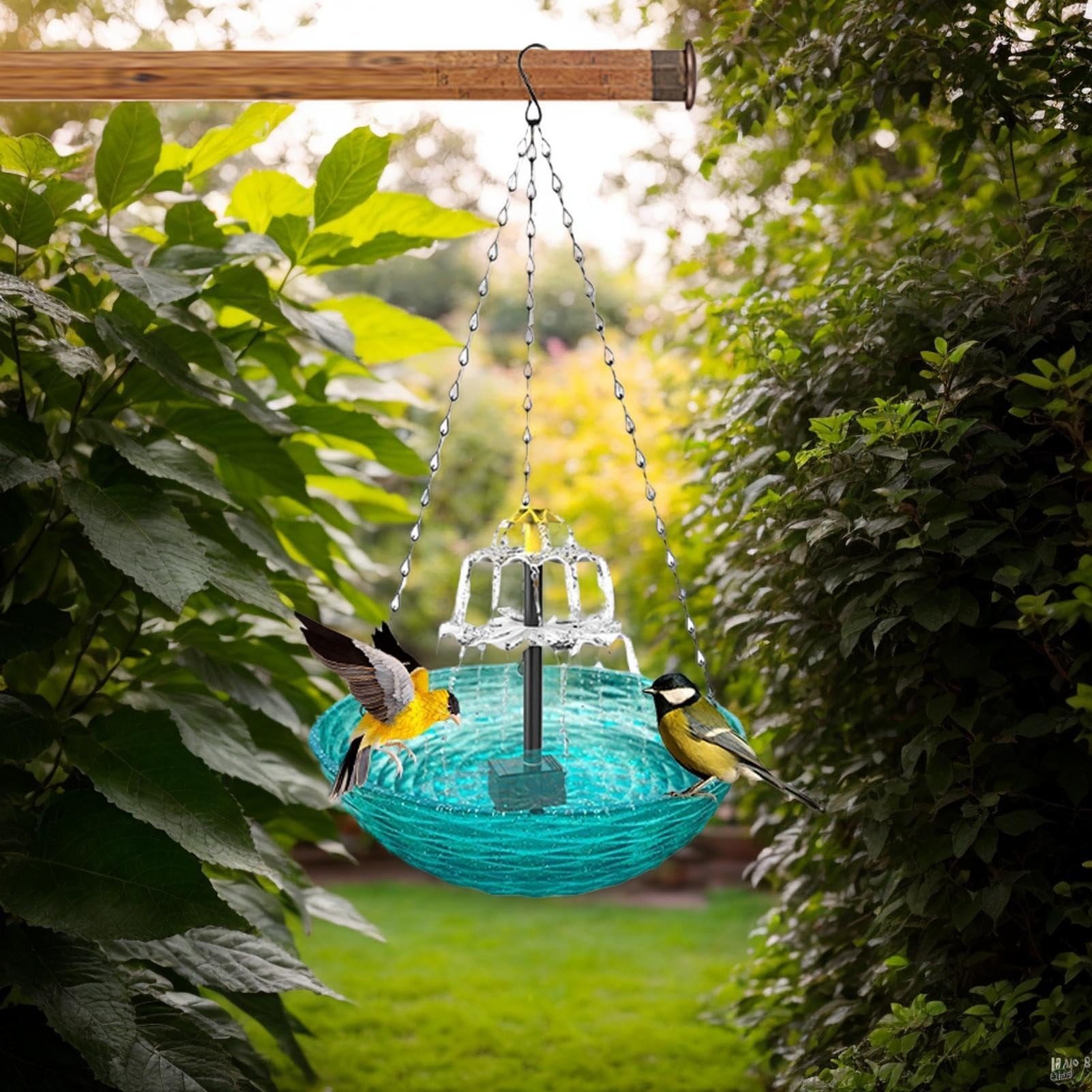 Vogelfuttertränke Combo | Außen Vogelfutterbad mit Wasserbrunnen | Vogelfutterstation Vogeltränke Schüssel, Garten Vogeltränke und Futterspender für Hinterhof, Balkon, Garten
