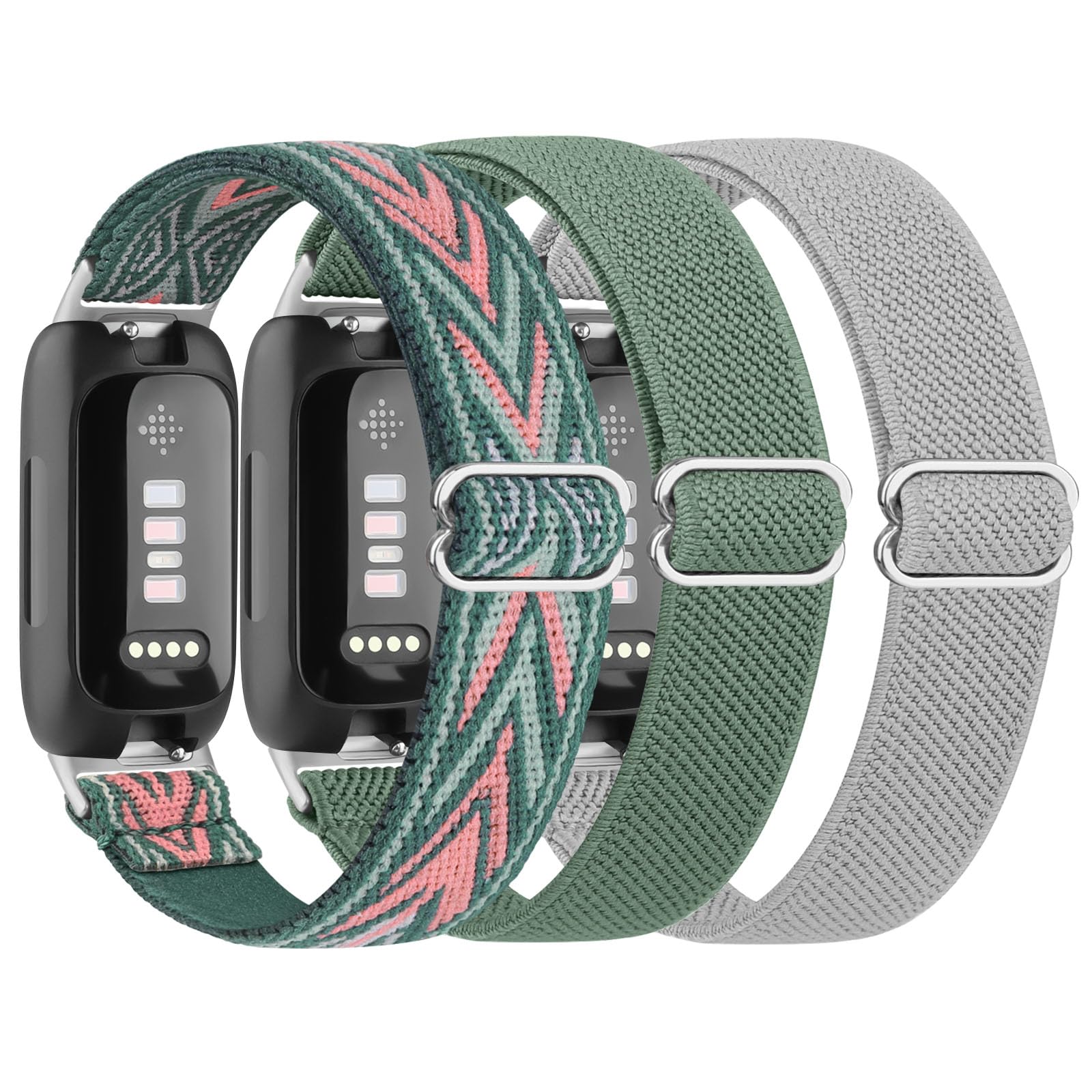 Meliya Elastic Strap for Fitbit Inspire 2 for Women Men, 3 Pack Breathable Nylon Stretchy Replacement Wristband for Fitbit Inspire